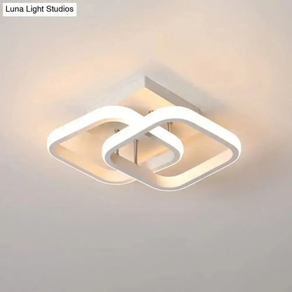 Black Gold Spiral Lamp ceiling light with interlocking square rings in white finish on Tampa Home & Garden Store