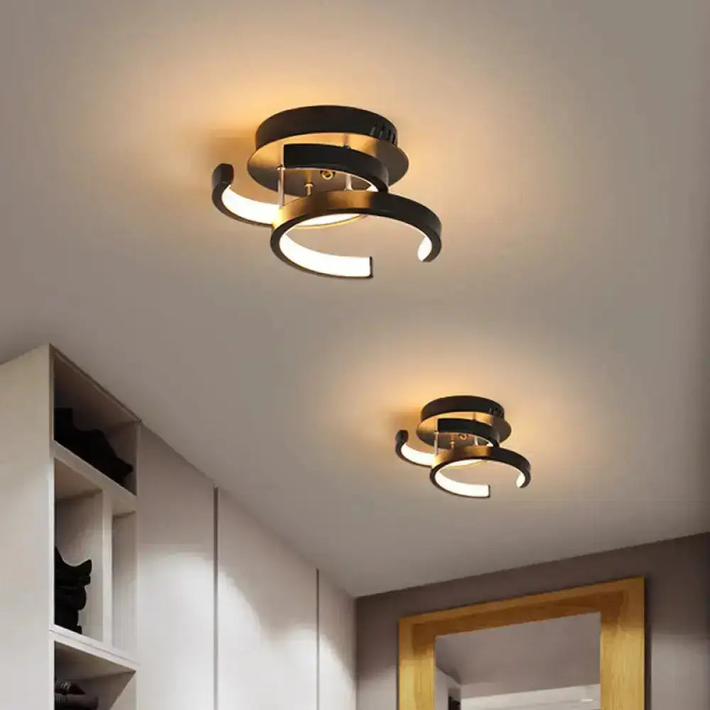 Black Gold Spiral Lamp pair — modern ceiling lights featuring black and gold metal spiral rings on Tampa Home & Garden Store