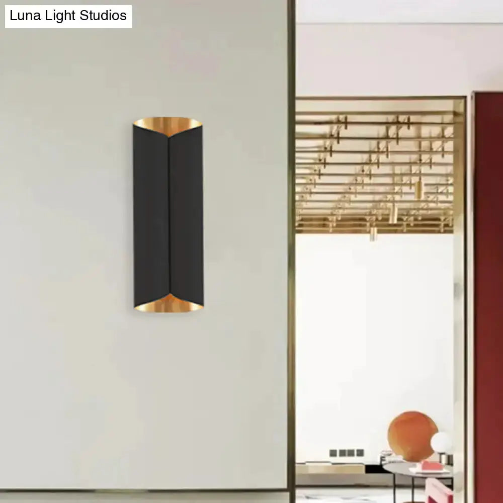 Modern Black and Gold Twisted Porch Wall Sconce