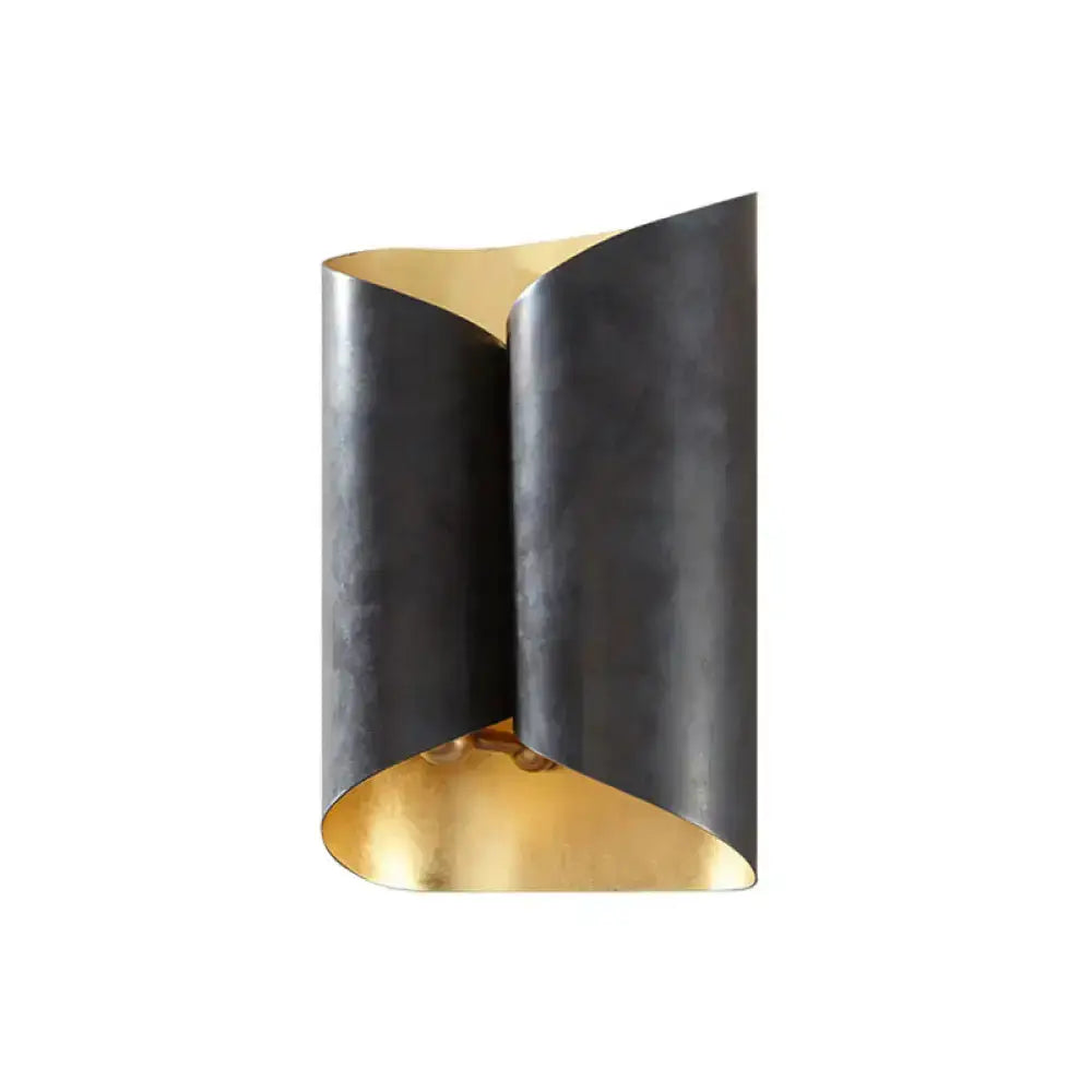 Modern Black and Gold Twisted Porch Wall Sconce