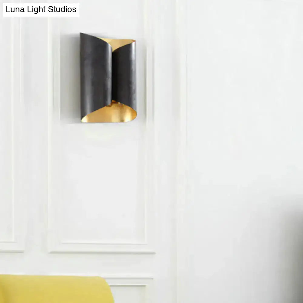 Modern Black and Gold Twisted Porch Wall Sconce