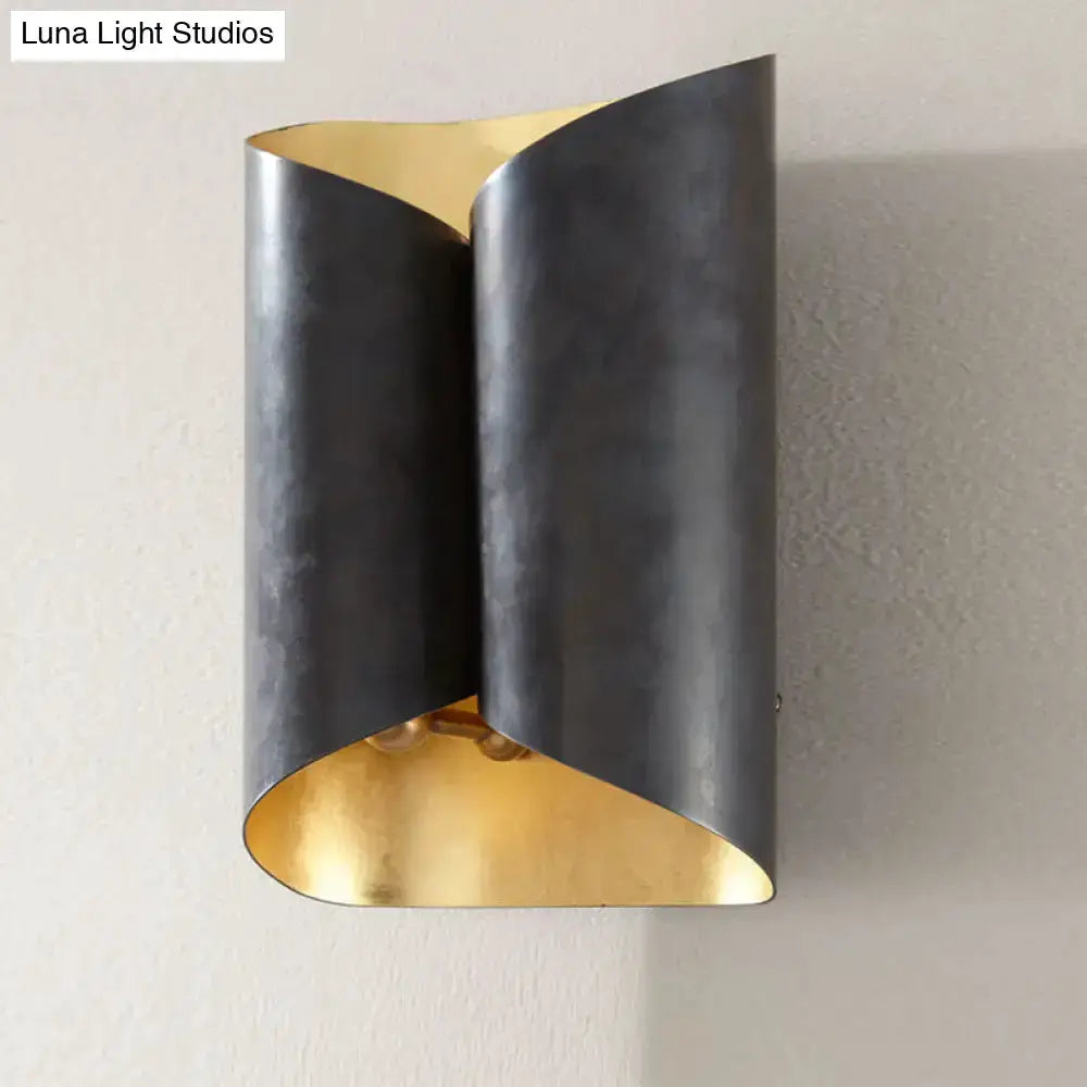 Modern Black and Gold Twisted Porch Wall Sconce