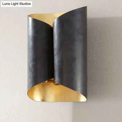 Modern Black and Gold Twisted Porch Wall Sconce