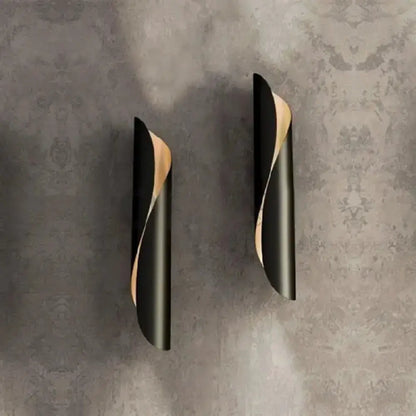 Modern Black and Gold Twisted Wall Sconce Light