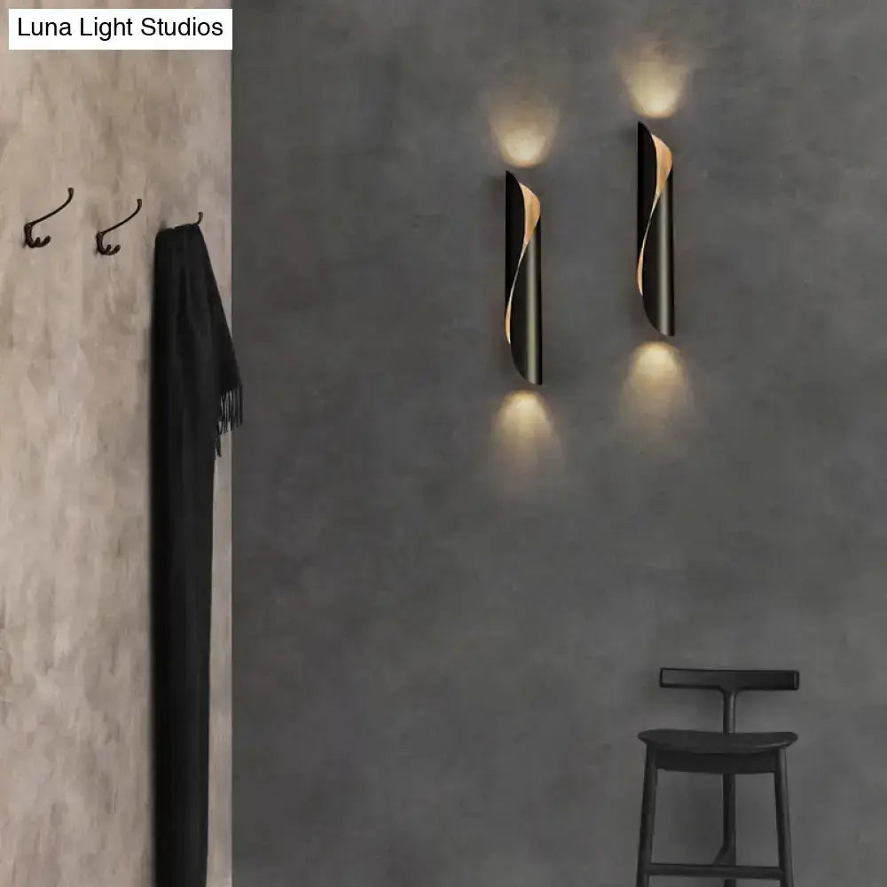 Modern Black and Gold Twisted Wall Sconce Light