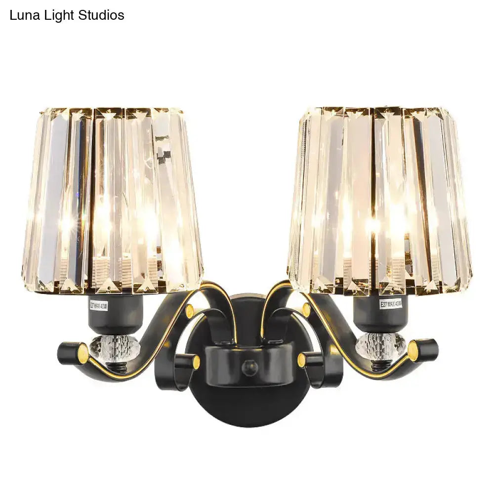 Modern Black and Gold Clear Glass Wall Lamp