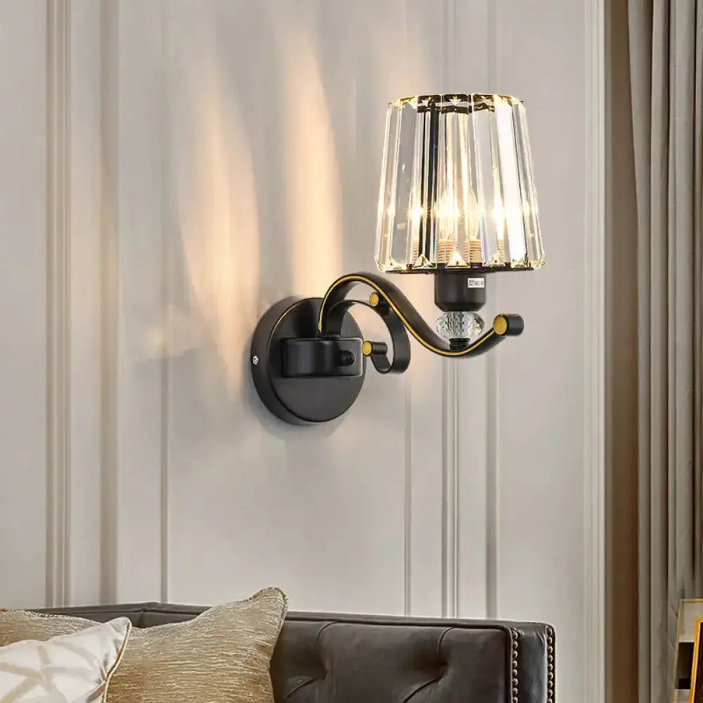 Modern Black and Gold Clear Glass Wall Lamp