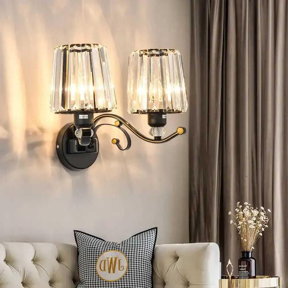 Modern Black and Gold Clear Glass Wall Lamp