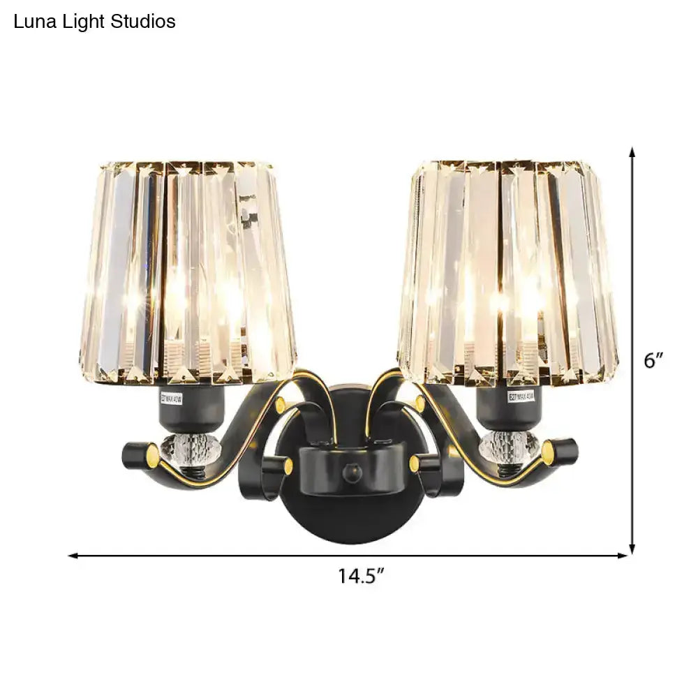 Modern Black and Gold Clear Glass Wall Lamp