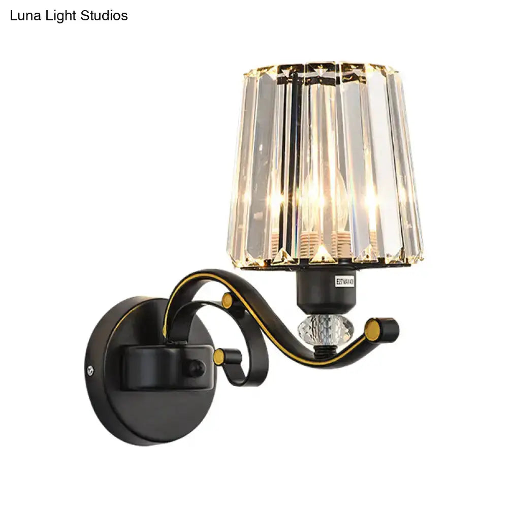 Modern Black and Gold Clear Glass Wall Lamp