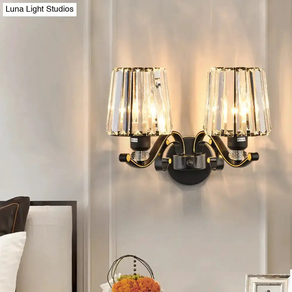 Modern Black and Gold Clear Glass Wall Lamp