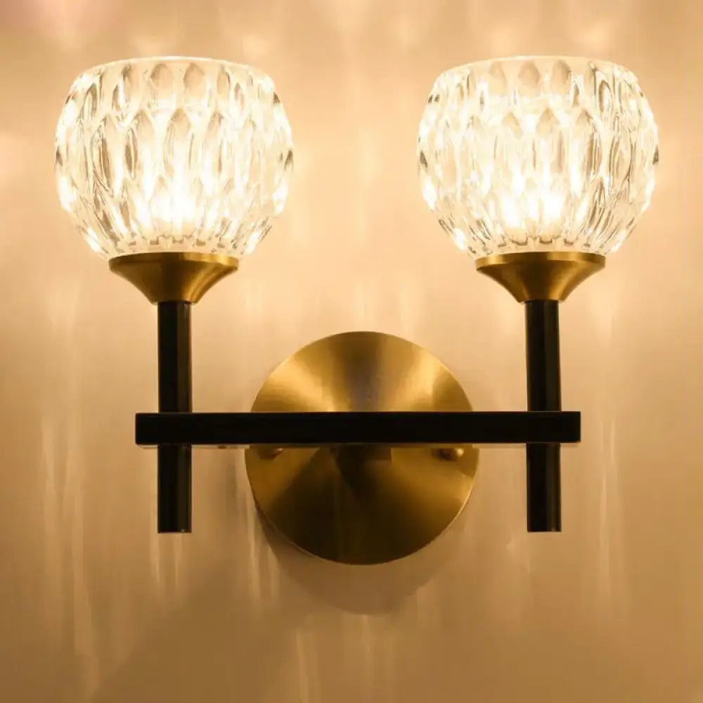 Gold Dimpled Glass Sconce with brass backplate and glass shades Decorbites on Tampa Home & Garden Store