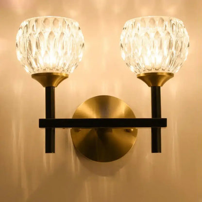 Gold Dimpled Glass Sconce with brass backplate and glass shades Decorbites on Tampa Home & Garden Store