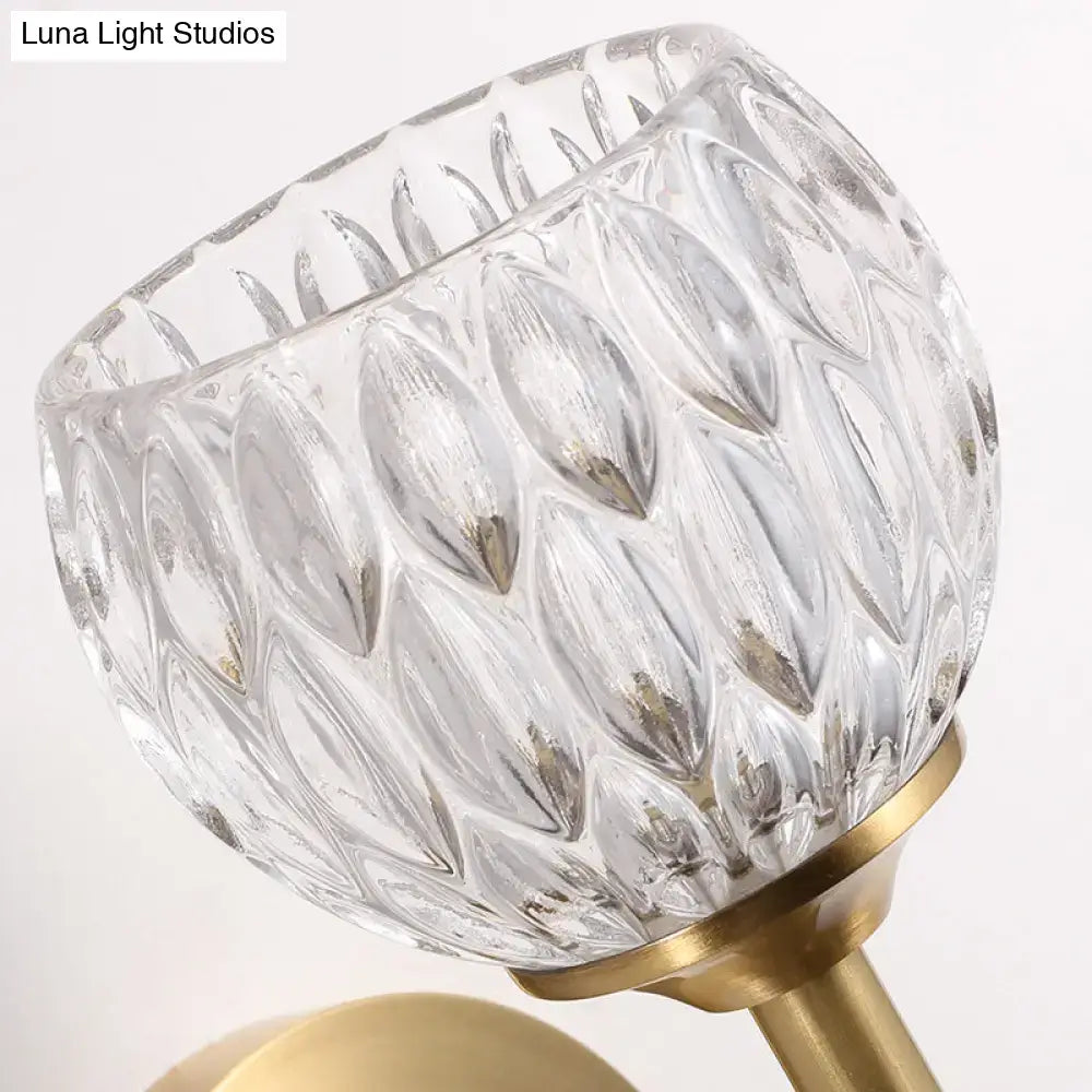 Gold Dimpled Glass Sconce by Decorbites with brass mount and textured shade on Tampa Home & Garden Store