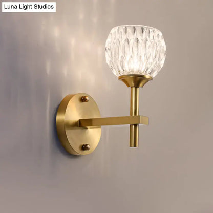 Gold dimpled glass wall sconce with brass mount by Luna Light Studios on Tampa Home & Garden Store