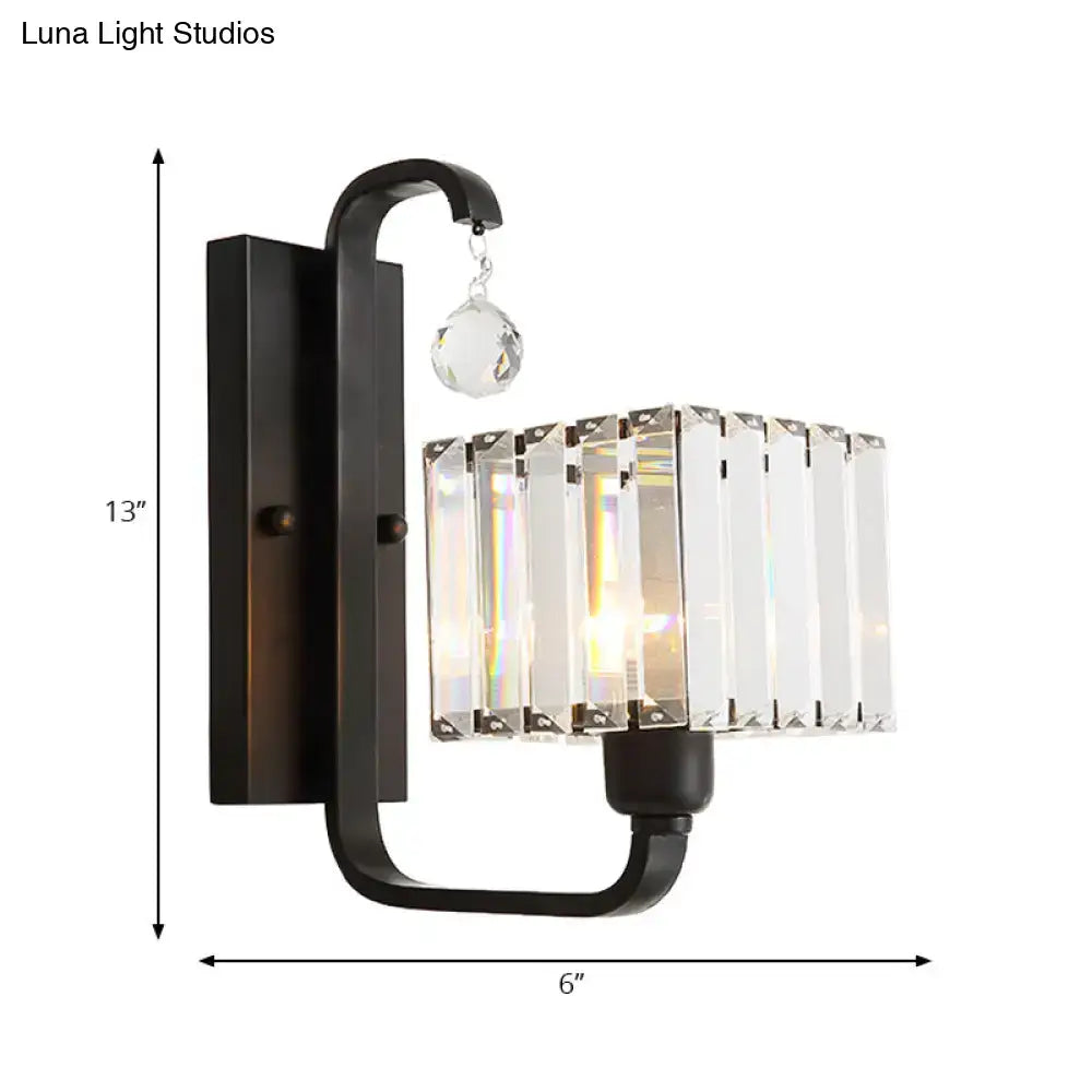 Gold Crystal Cubic Shade Adjustable Sconce with black metal frame and crystal shade Decorbites on Tampa Home & Garden Store