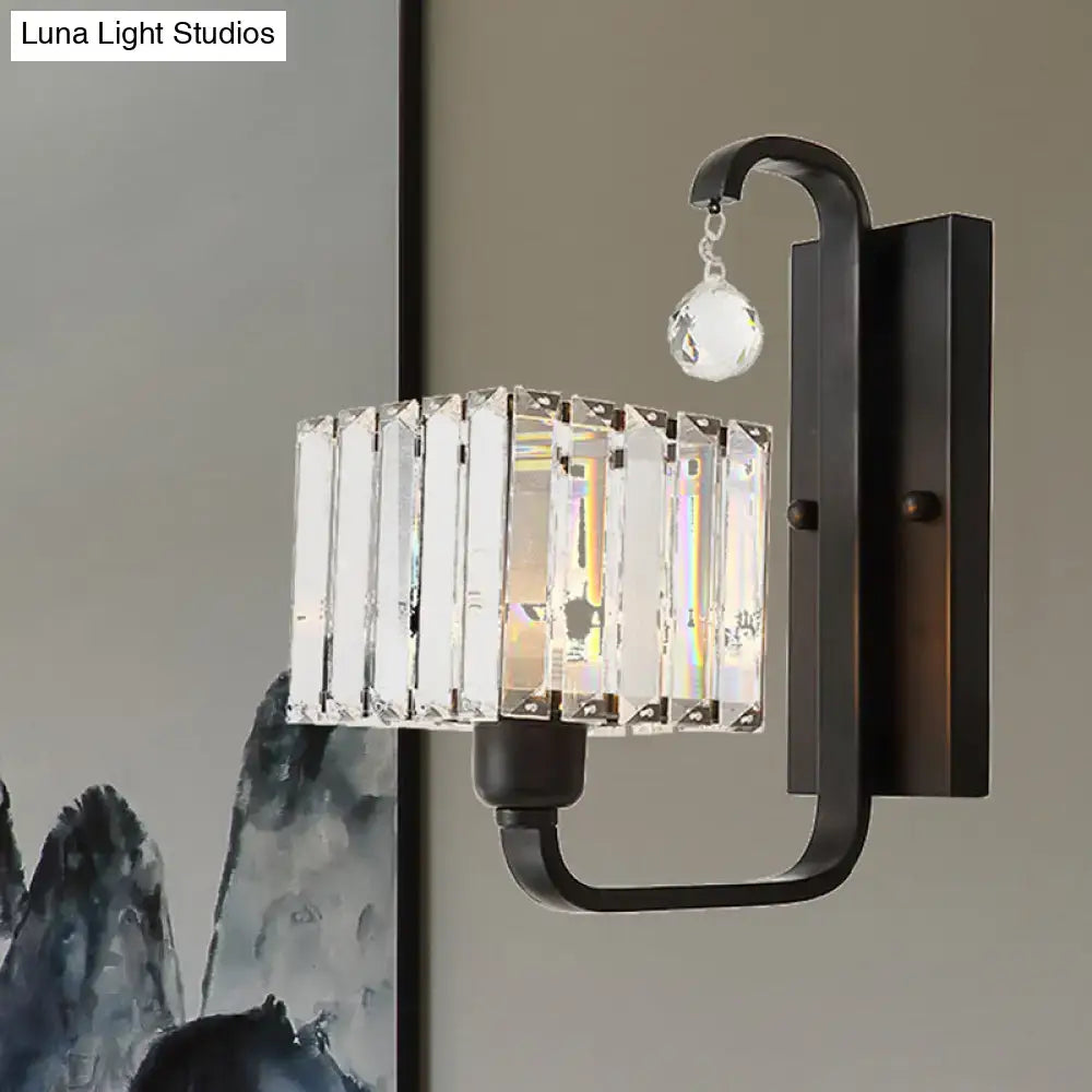Gold crystal cubic shade adjustable sconce Decorbites with black metal frame on Tampa Home & Garden Store
