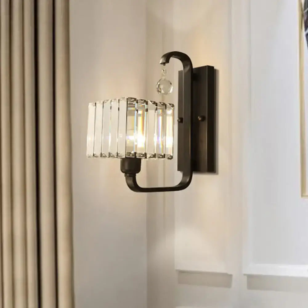 Gold Crystal Cubic Shade Adjustable Sconce with black metal Decorbites on Tampa Home & Garden Store