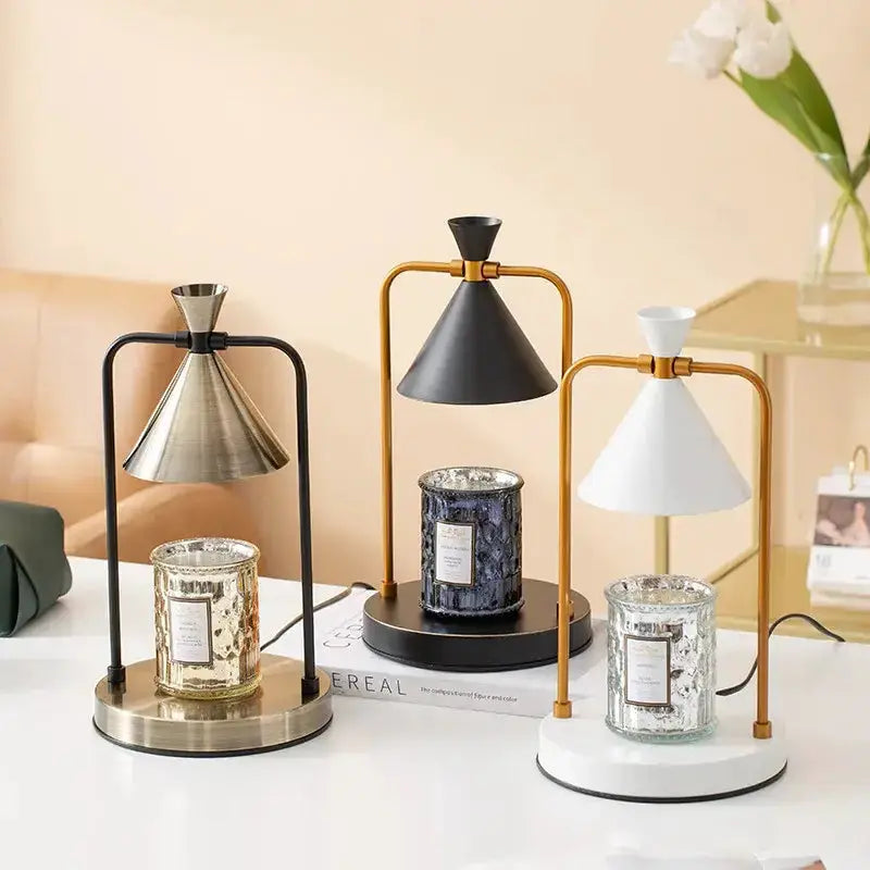 Modern Black Gold and White Candle Warmer Lamp