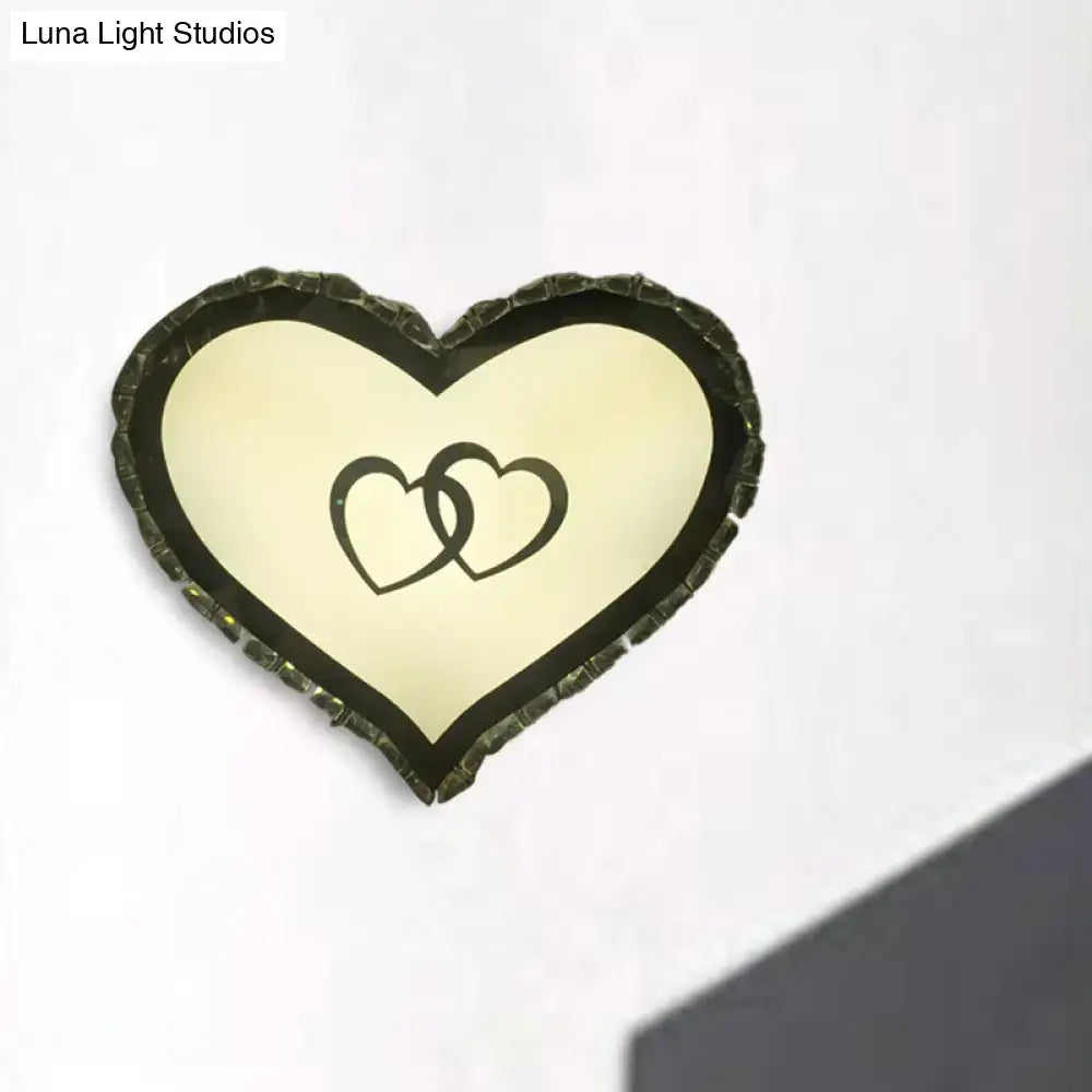 Black Heart Crystal Sconce with black crystal border, glass center, entwined-heart motif on Tampa Home & Garden Store