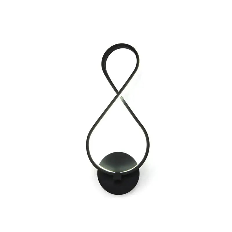 Modern black infinity LED wall sconce with loop metal frame by Decorbites on Tampa Home & Garden Store