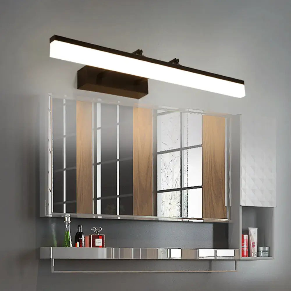 Decorbites black acrylic 27-inch wall sconce with horizontal LED bar above bathroom mirror on Tampa Home & Garden Store