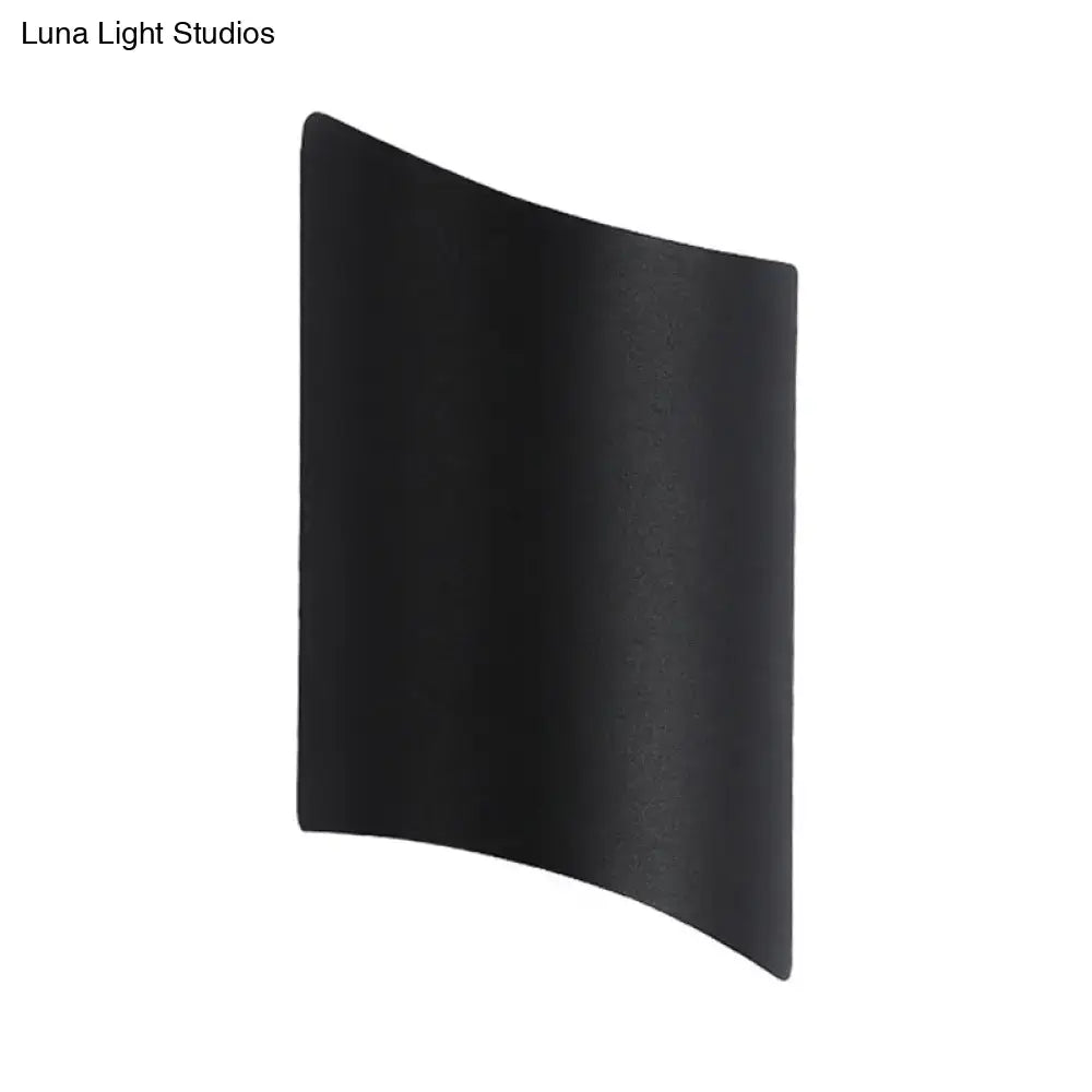 Black Geometric Patio Wall Fixture by Decorbites, black metal curved panel wall sconce on Tampa Home & Garden Store
