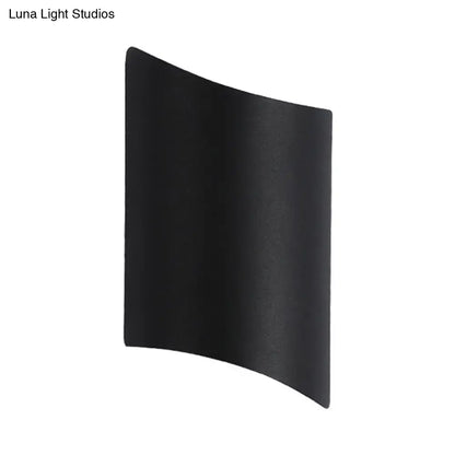 Black Geometric Patio Wall Fixture by Decorbites, black metal curved panel wall sconce on Tampa Home & Garden Store