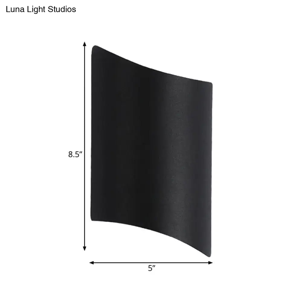 Black geometric patio wall fixture; curved metal panel, 8.5 in tall x 5 in wide, Decorbites on Tampa Home & Garden Store