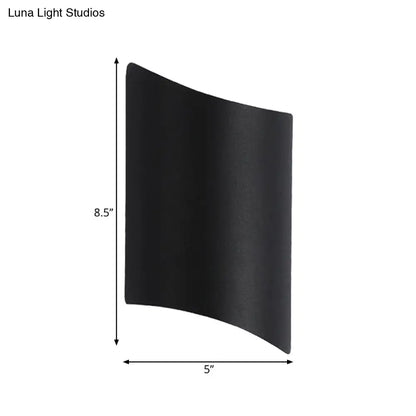 Black geometric patio wall fixture; curved metal panel, 8.5 in tall x 5 in wide, Decorbites on Tampa Home & Garden Store