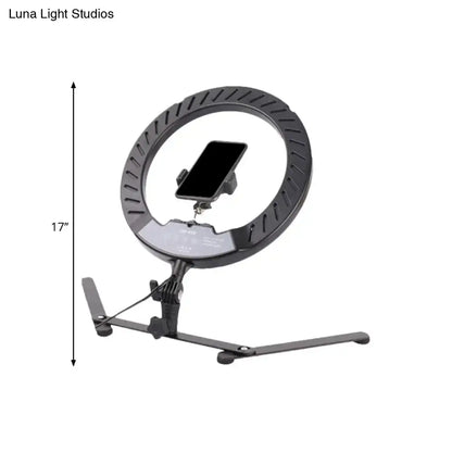 Black LED Flash Lamp ring light with phone mount on adjustable stand, 17" tall Decorbites on Tampa Home & Garden Store