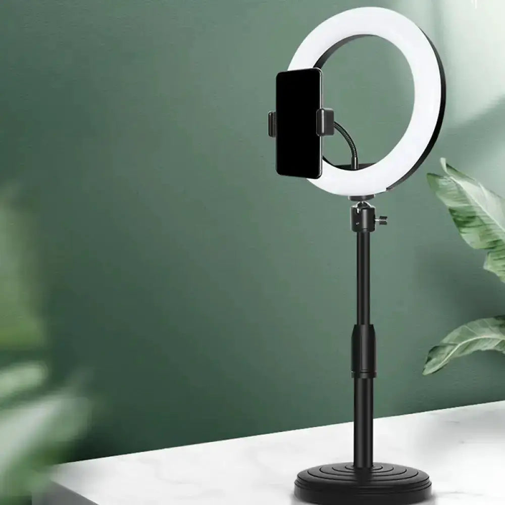 Black Led Ring Light with Phone Holder Lamp