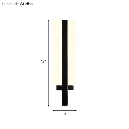 Black LED rectangular wall sconce with black metal frame and white panel, 12in tall on Tampa Home & Garden Store