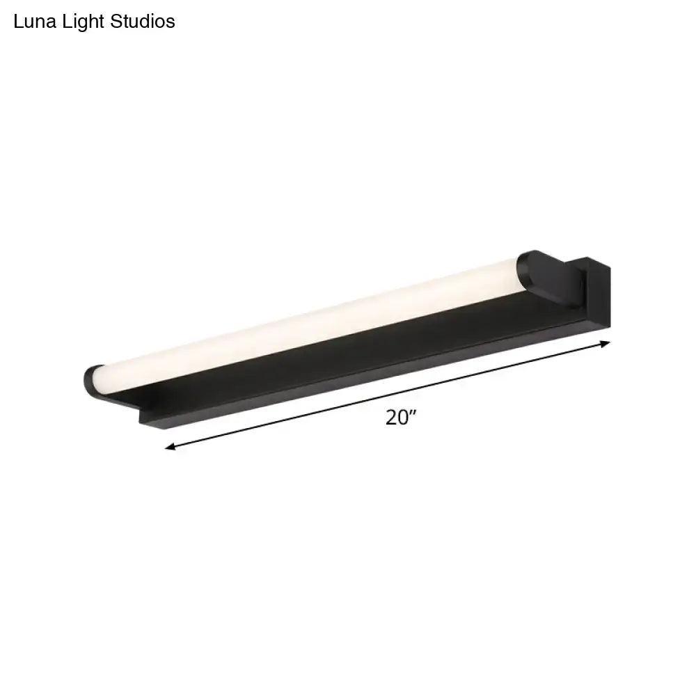 Black tubular vanity sconce with frosted diffuser, 20-inch length on Tampa Home & Garden Store