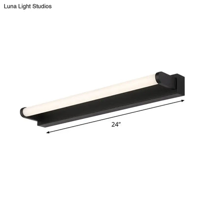 Black tubular vanity sconce with a 24-inch frosted light tube and black metal mount on Tampa Home & Garden Store