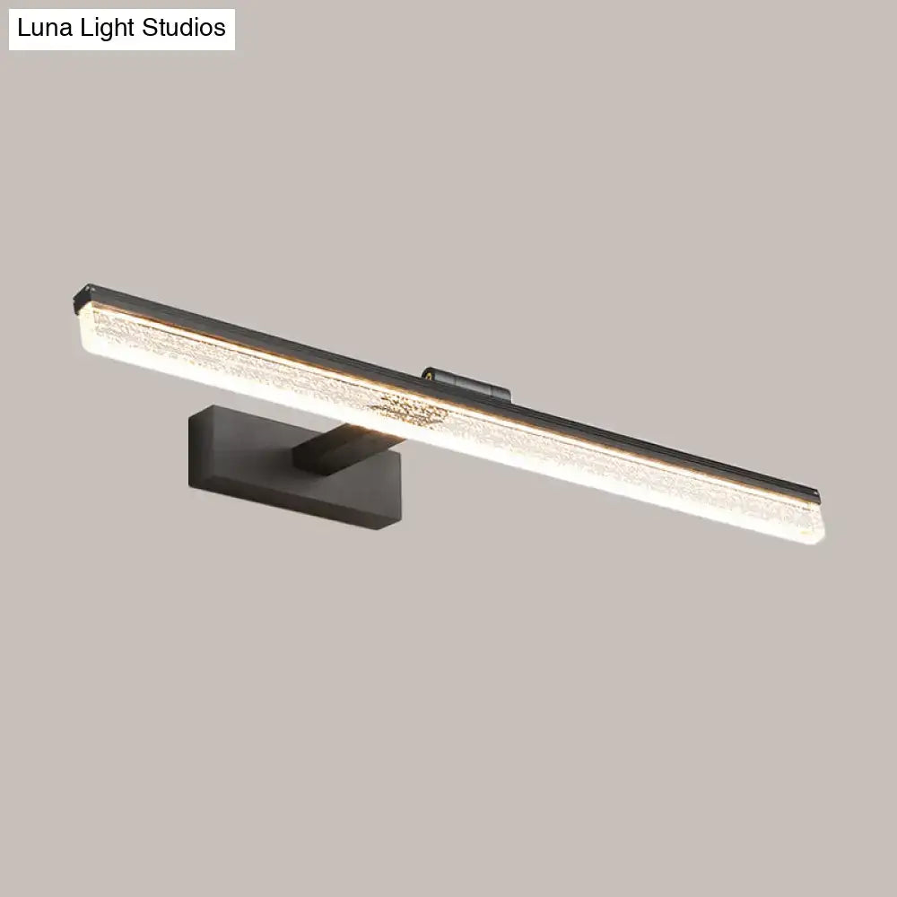 Black Frosted Vanity Light by Decorbites with a long frosted bar and square black wall mount on Tampa Home & Garden Store