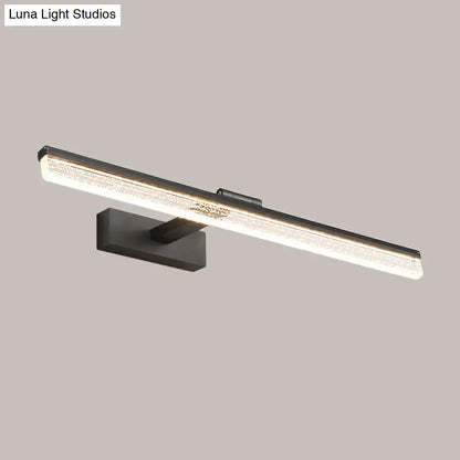 Black Frosted Vanity Light by Decorbites with a long frosted bar and square black wall mount on Tampa Home & Garden Store