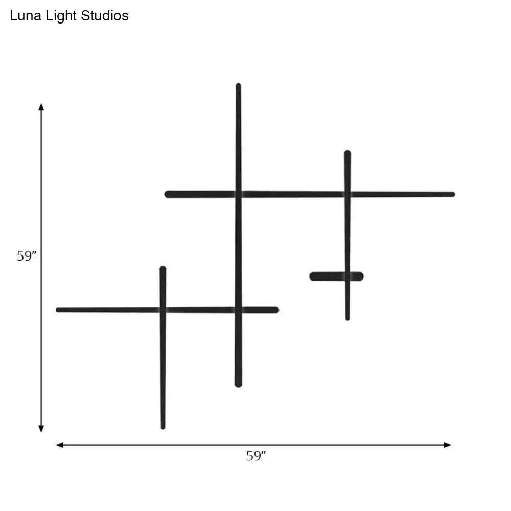 Black Crossed Lines Wall Light, black metal geometric fixture by Decorbites on Tampa Home & Garden Store