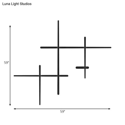 Black Crossed Lines Wall Light, black metal geometric fixture by Decorbites on Tampa Home & Garden Store