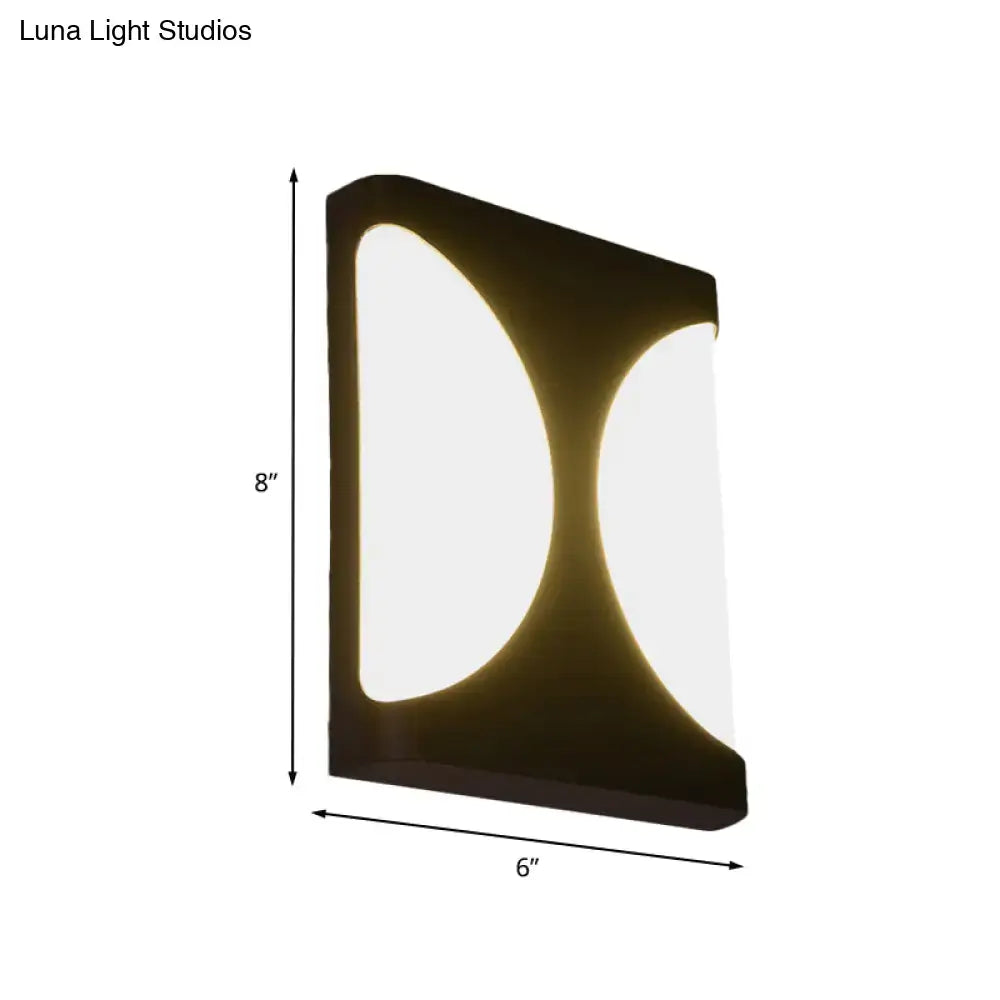 Black Semicircle Wall Light with curved white panels, 8in tall by 6in wide on Tampa Home & Garden Store