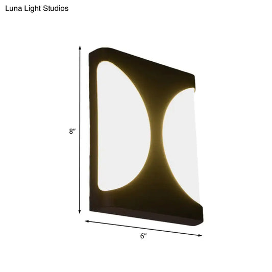 Black Semicircle Wall Light with curved white panels, 8in tall by 6in wide on Tampa Home & Garden Store