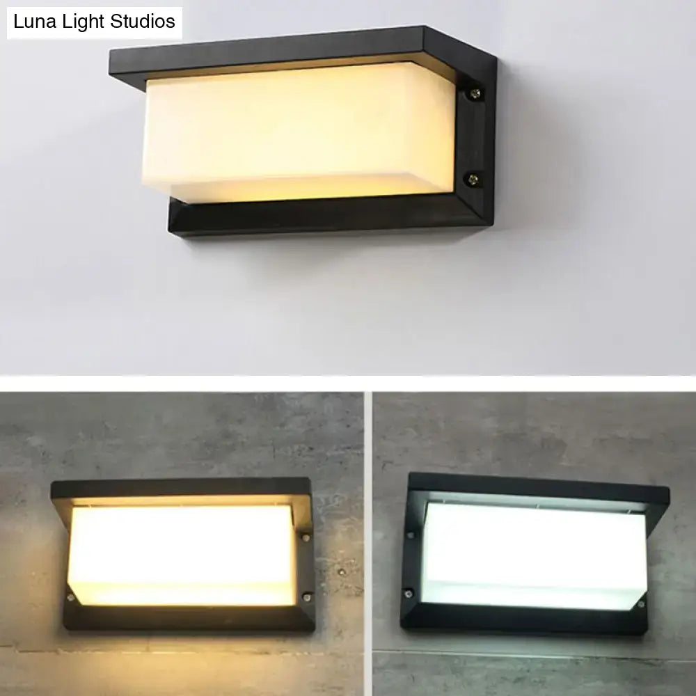 Black Rectangle Outdoor Light by Decorbites, wall-mounted sconce with frosted diffuser on Tampa Home & Garden Store