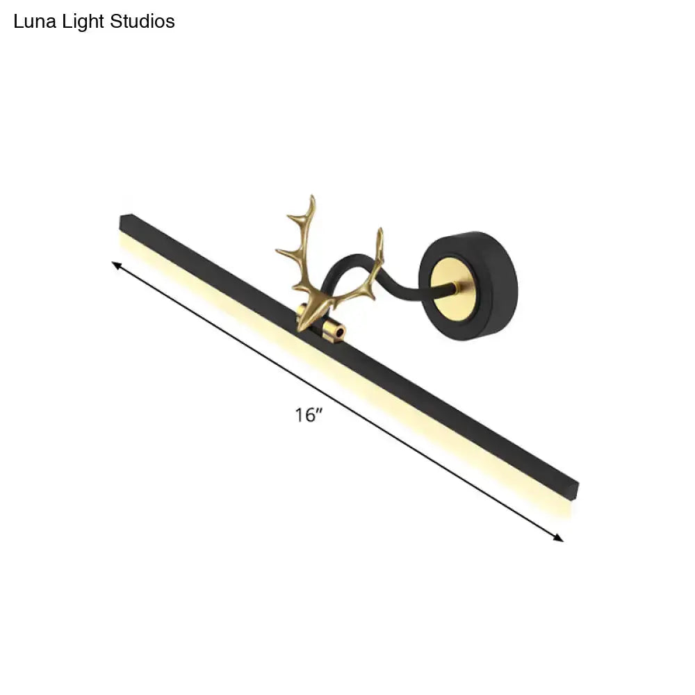 Black Linear Vanity Light Warm White Lamp
