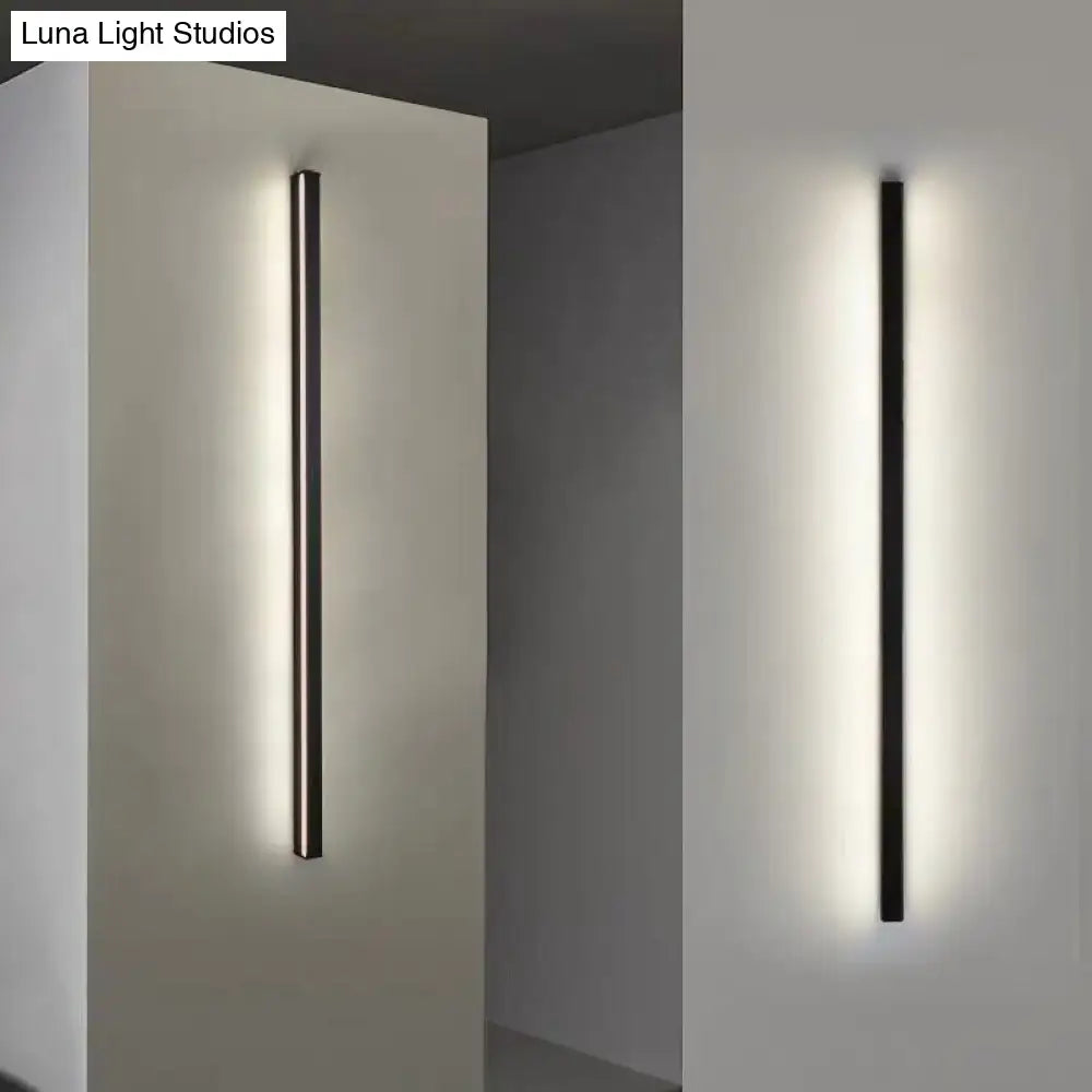Modern black linear flush-mount hallway wall sconce with vertical metal bar Decorbites on Tampa Home & Garden Store