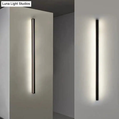 Modern black linear flush-mount hallway wall sconce with vertical metal bar Decorbites on Tampa Home & Garden Store