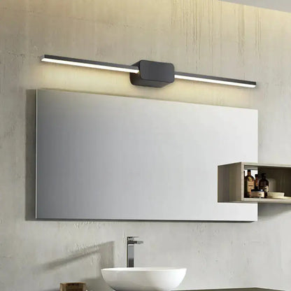 Modern black linear LED bathroom vanity sconce by Decorbites, slim wall bar above mirror on Tampa Home & Garden Store