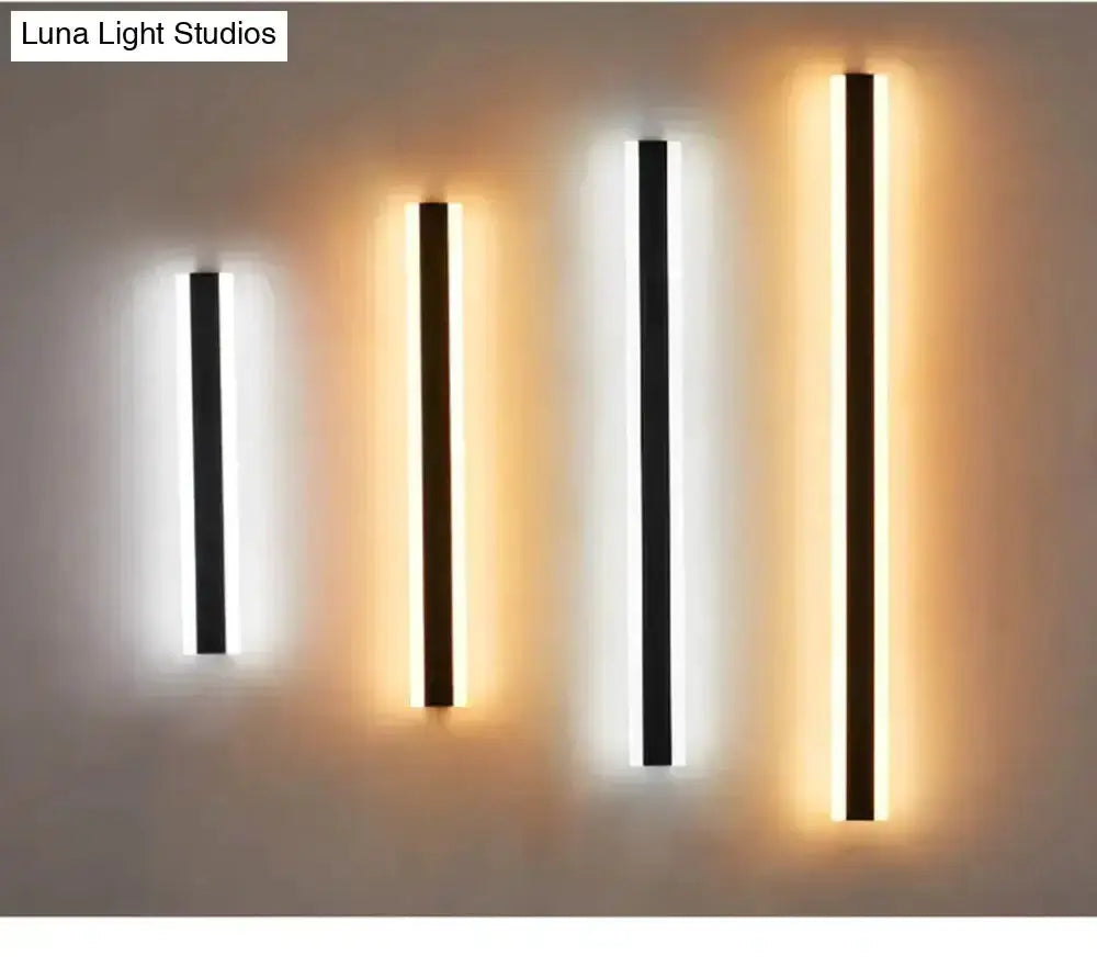 Modern Black Linear LED Wall Light Garden Sconce