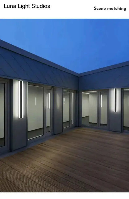 Modern Black Linear LED Wall Light Garden Sconce