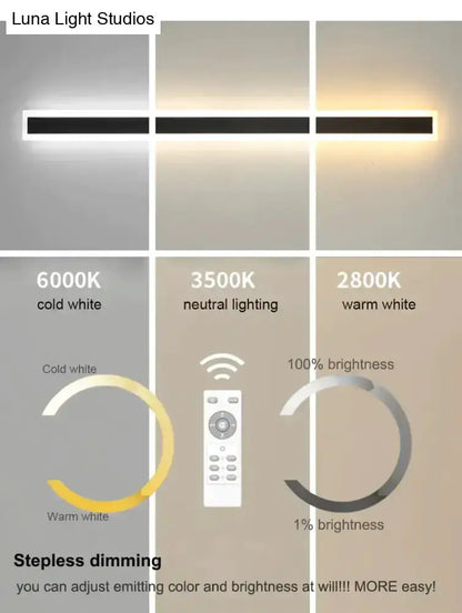 Modern Black Linear LED Wall Light Garden Sconce