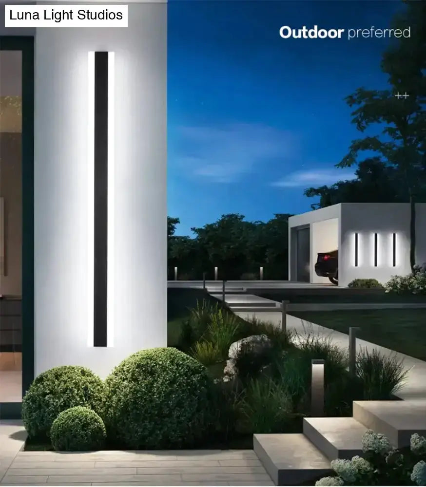 Modern Black Linear LED Wall Light Garden Sconce